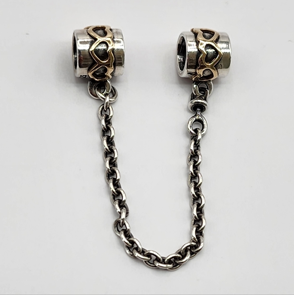 Pandora Silver and Gold Heart Safety Chain